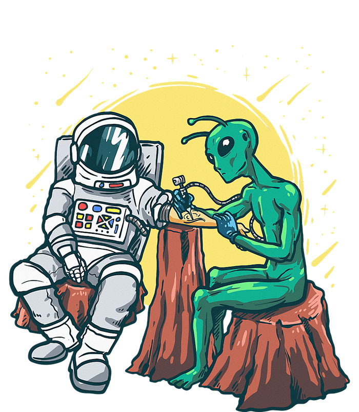 Alien Inking Astronaut Ink Funny Tattoo Artist Canvas