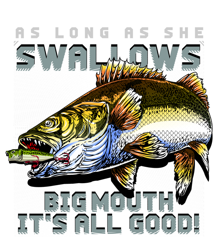 Funny Big Mouth Bass Swallows 7-Panel Snapback Hat