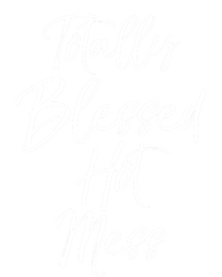 Christian Quote Mom Totally Blessed Hot Mess Meaningful Gift Stripe Pom Pom Beanie