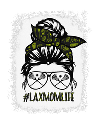 Lax Mom Funny Lacrosse Mom Messy Hair Bun Striped Beanie with Solid Band