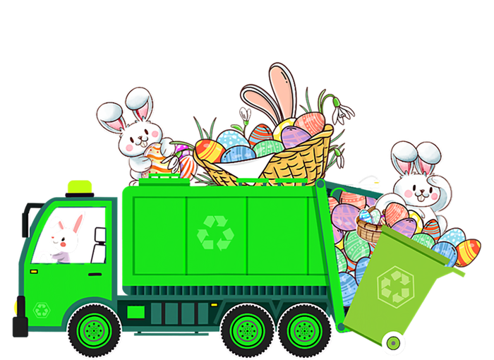 Bunny Riding Garbage Truck Easter Day Bunny Garbage Truck Cute Gift T-Shirt