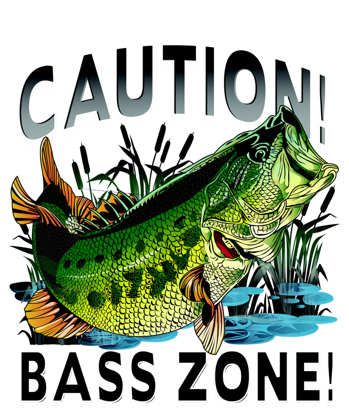 Caution Bass Zone Funny Fishing Womens Cotton Relaxed Long Sleeve T-Shirt