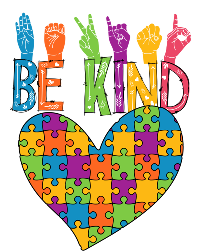 Be Kind Sign Language Heart Puzzle Piece Teachers Asl Autism Gift T-Shirt