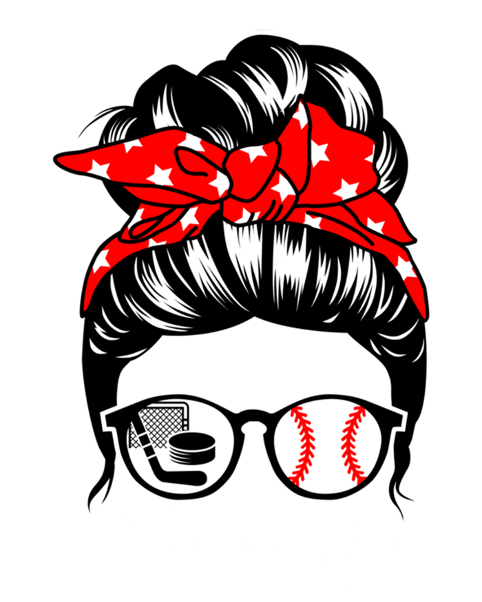 Mom Life Messy Bun Hair Baseball Hockey Player Mom Great Gift Kids Long Sleeve Shirt