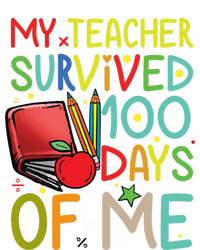 My Teacher Survived 100 Days Of Me Funny School Gift Zip Tote Bag