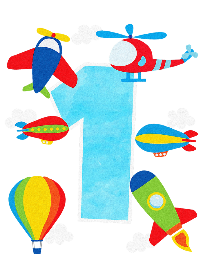 1st Birthday Plane Hot Air Balloon Helicopter Number 1 T-Shirt