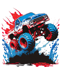 Monster Truck Red White and Blue USA Colors Kids Tie-Dye T-Shirt