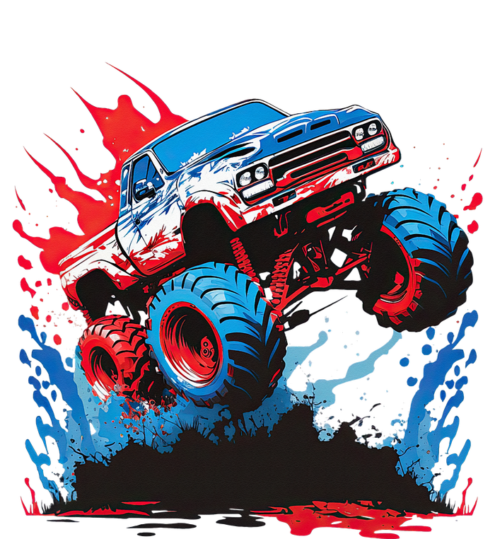 Monster Truck Red White and Blue USA Colors Kids Tie-Dye T-Shirt