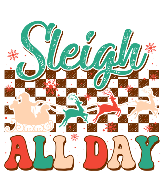 Sleigh All Day Santa Claus Merry Christmas Groovy Retro Cute Gift Women's Racerback Tank