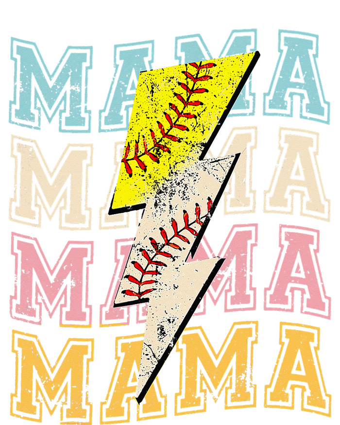 Mothers Day Softball Baseball Groovy Mom Mama Lightning Bolt Long Sleeve Pajama Set