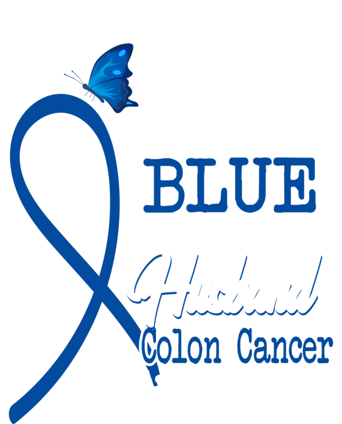 Ribbon I Wear Blue For Husband Colon Cancer Awareness Gift T-Shirt