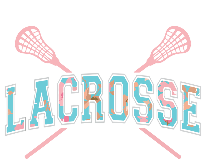 Floral Lacrosse Crossed Sticks LAX Girly Teal Pink Head T-Shirt