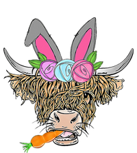 Heifer Highland Cow With Bunny Ears Carrot Egg Happy Easter T-Shirt