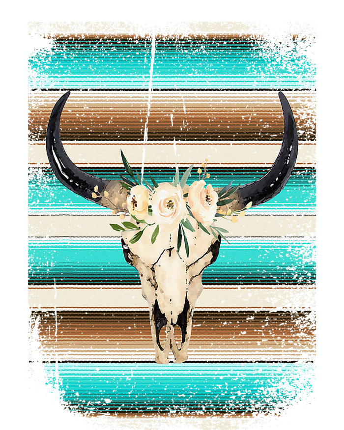 Funny Serape Cow Boho print Flower Rustic Turquoise Brown T-Shirt