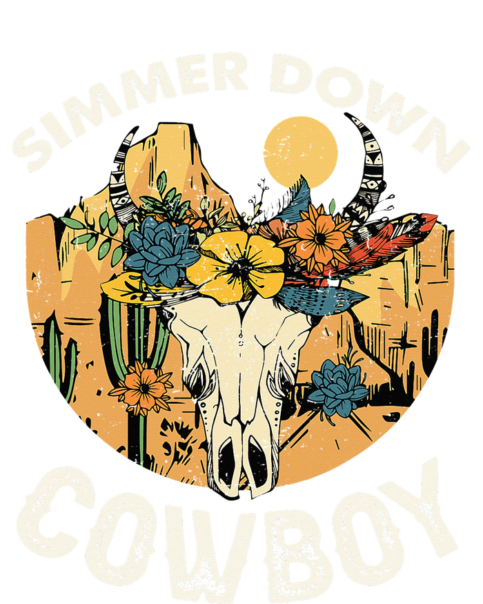 Simmer Down Cow Western Vintage Cow Skull Floral Flowers Grommeted Golf Towel