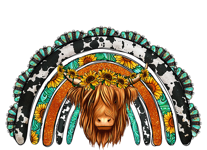 Western Cowhide Serape Turquoise Sunflowers Kids Long Sleeve Shirt