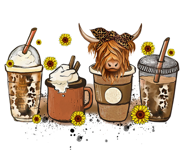 Scottish Highland Cow Sunflower Fall Vibes Coffee Lover Ladies Essential Tank