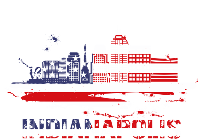 Usa American Flag Cityscape Funny Gift Indianapolis Indiana Skyline Gift Striped Beanie with Solid Band