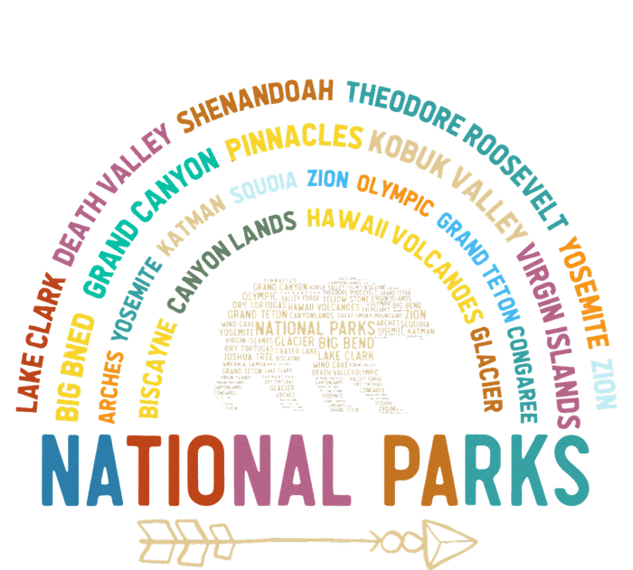 National Parks USA List Word Cloud Bear Camping Women's Knotted Racerback Tank