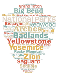 funny National Parks List Word Cloud Camping Hiking Toddler Long Sleeve Shirt