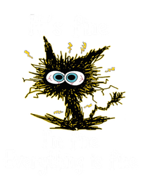 It's Fine I'm Fine Everything Is Fine Black Cat Bored Gift Stripe Pom Pom Beanie