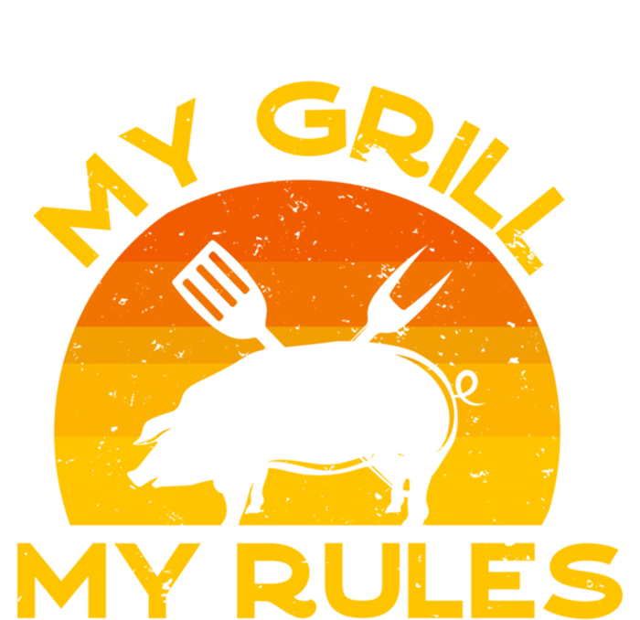 My Grill My Rules Funny Fathers Day Grillmaster Pork Bbq Gift Tall Hoodie