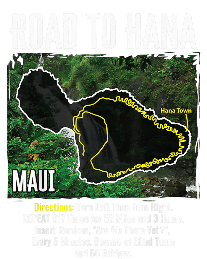 Road To Hana Map Maui Island Surfing Hawaiian Beach Summer V-Neck T-Shirt