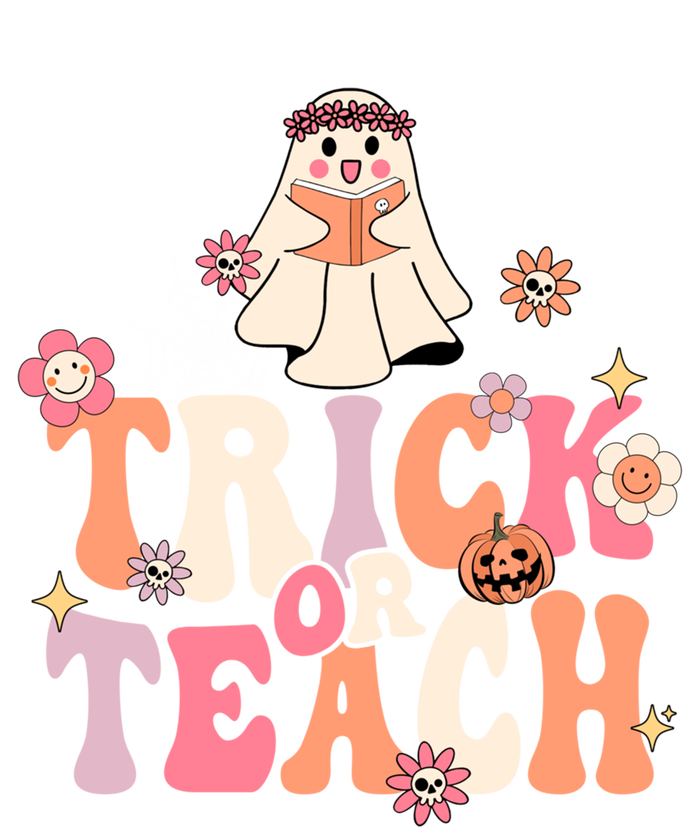 Retro Groovy Halloween Trick Or Teach Vintage Hippie Ghost Cool Gift T-Shirt