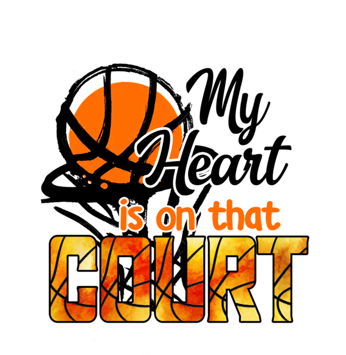 My Heart Is On That Court Basketball Bleached Gift Softstyle Adult Sport Polo