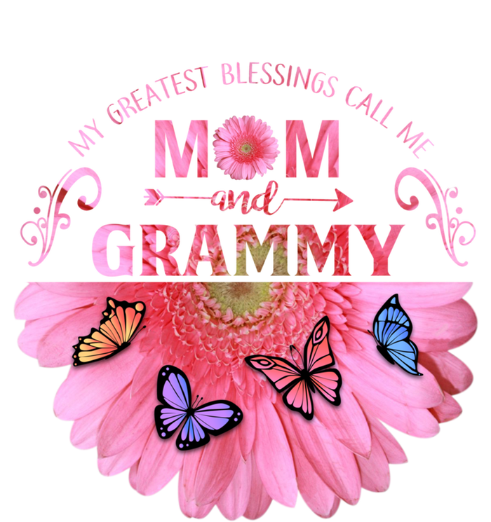 My Greatest Blessings Call Me Mom And Grammy Flower Gift Stripe Pom Pom Beanie