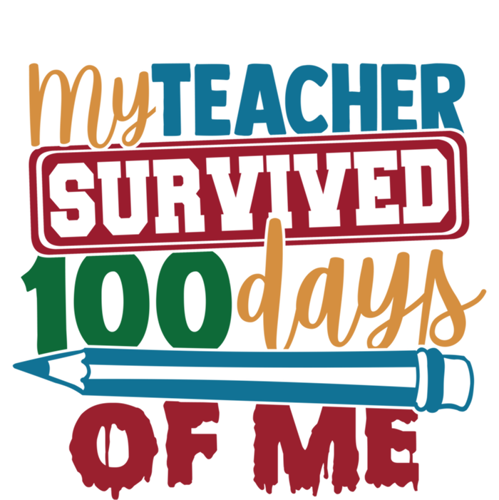 My Teacher Survived 100 Days Of Me Blue Colored Pencils Gift T-Shirt