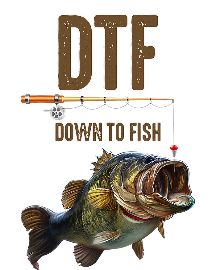 DTF Down To Fishing Adult Humor Funny Fisherman Sustainable Bucket Hat