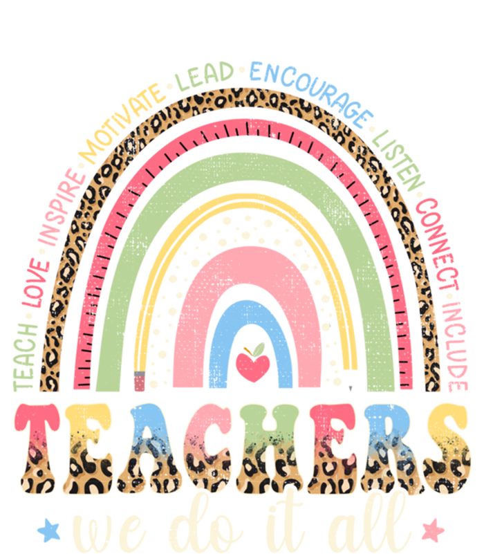 Leopard Rainbow Teachers Back To School Teach Love Inspire Meaningful Gift Premium Hoodie