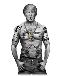 Trump Tattoo Patriotic Gangster Anti Liberal Pro Trump Republican Gifts Women's Perfect Tri Rocker Tank