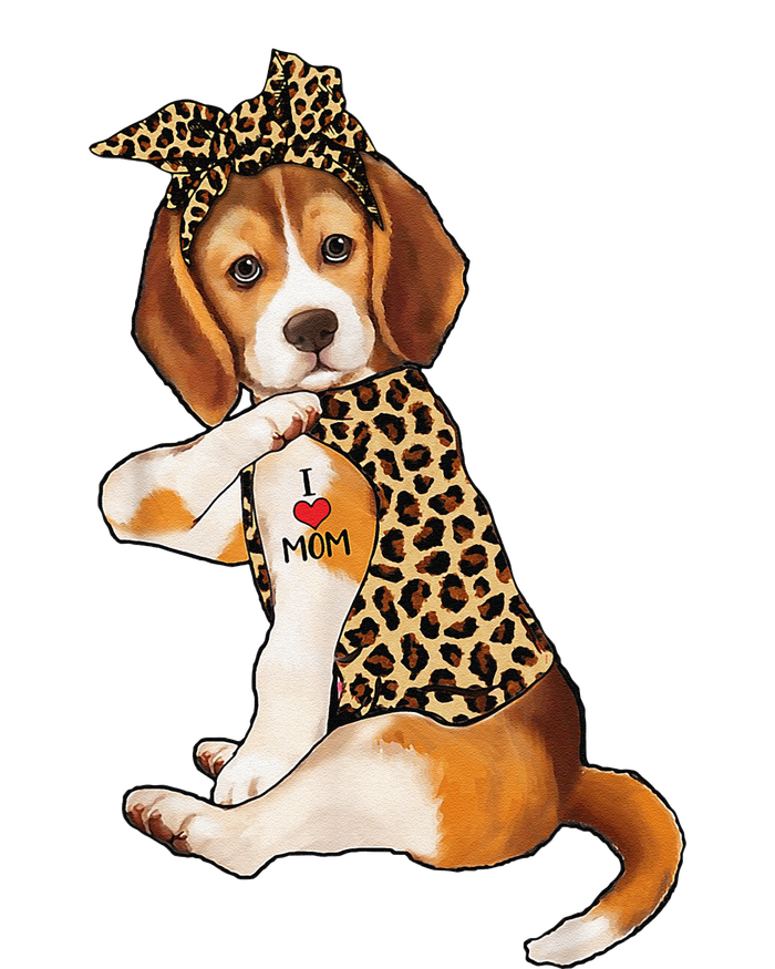 Beagle Dog Lover Tee I Love Mom Tattoo Leopard Mothers Day Cooling Performance Long Sleeve Crew