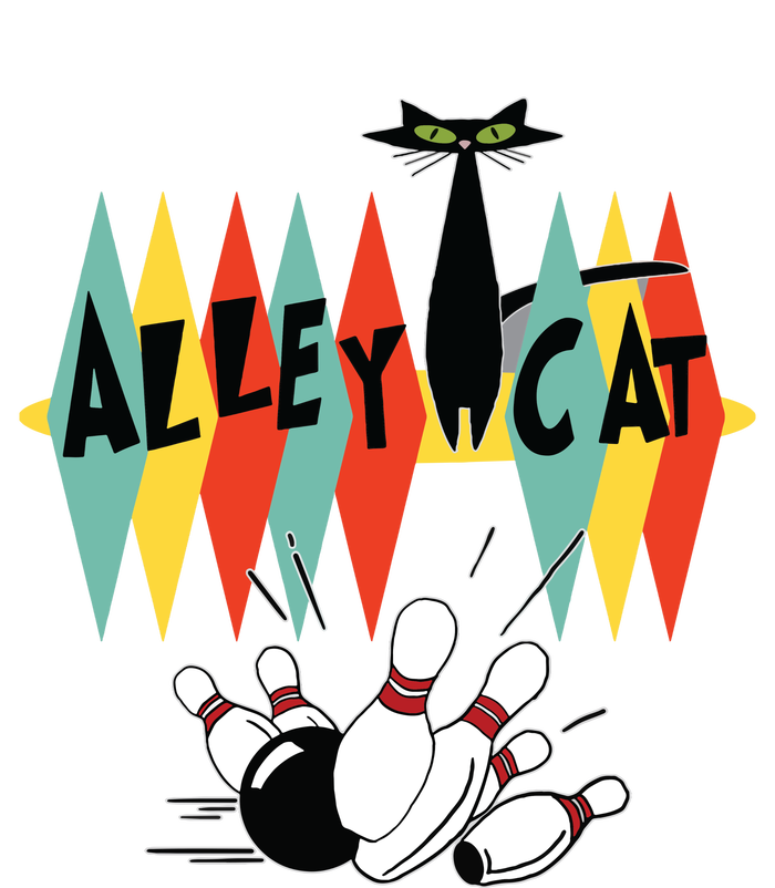 Retro Bowling Tee Vintage Bowler Alley Cat Vintage T-Shirt