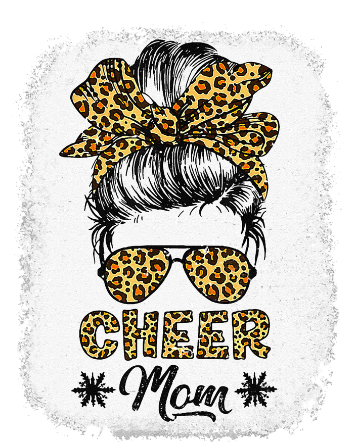 Cute Messy Bun Cheer Mom Funny Leopard Bandana Mother's Day T-Shirt