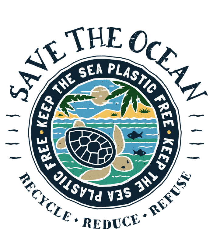 Save The Ocean Keep The Sea Plastic Free Turtle Scene Garment-Dyed Sweatshirt