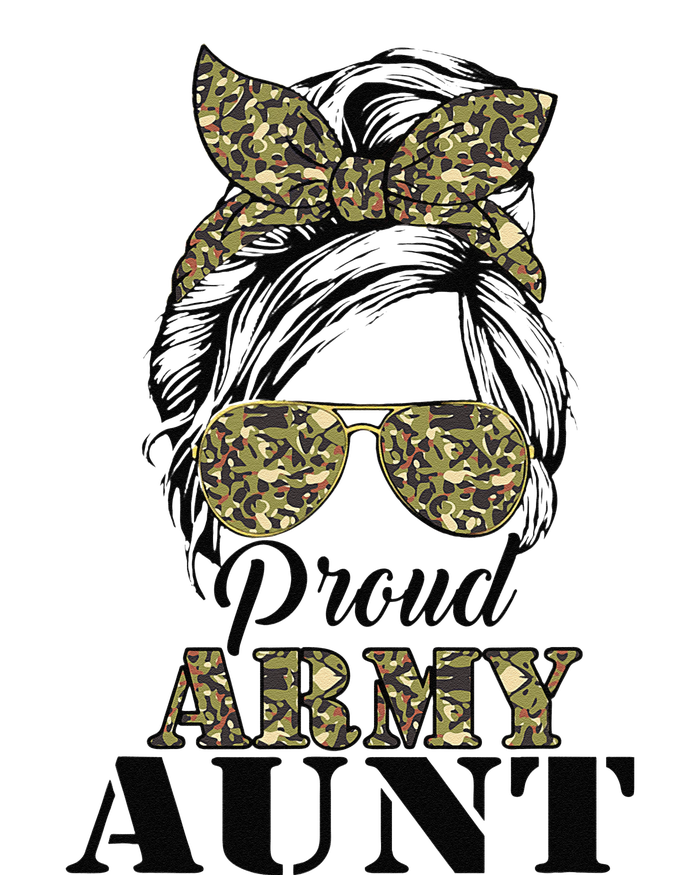 Proud Army Aunt Camouflage Messy Bun Soldier Mother's Day T-Shirt