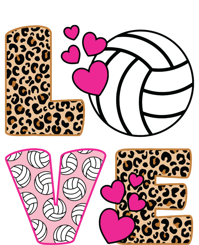 Cute Love Volleyball Leopard Print Ladies Volleyball 7-Panel Snapback Hat