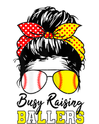 Busy Raising Ballers Funny Baseball Softball Messy Bun Mom Gift T-Shirt