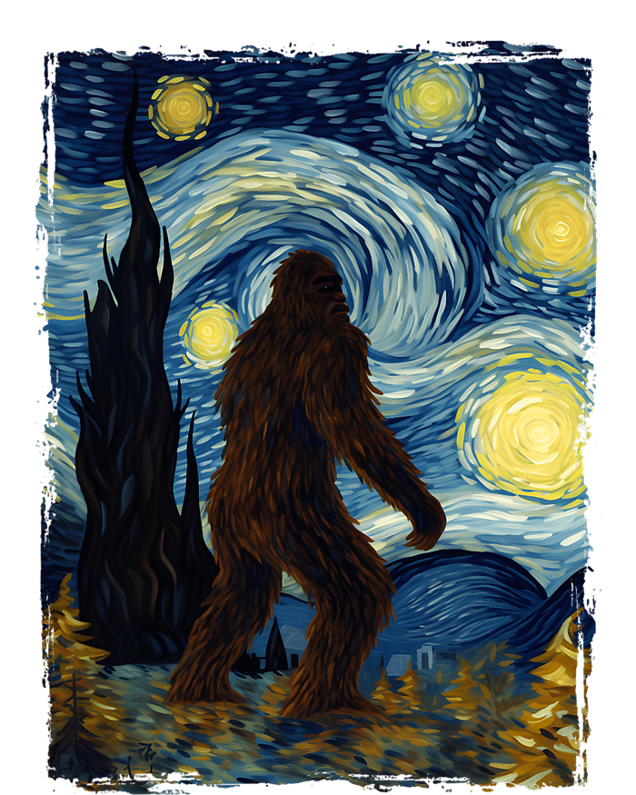 Bigfoot For Men Women Bigfoot Starry Night Van Gogh Doggie Tank