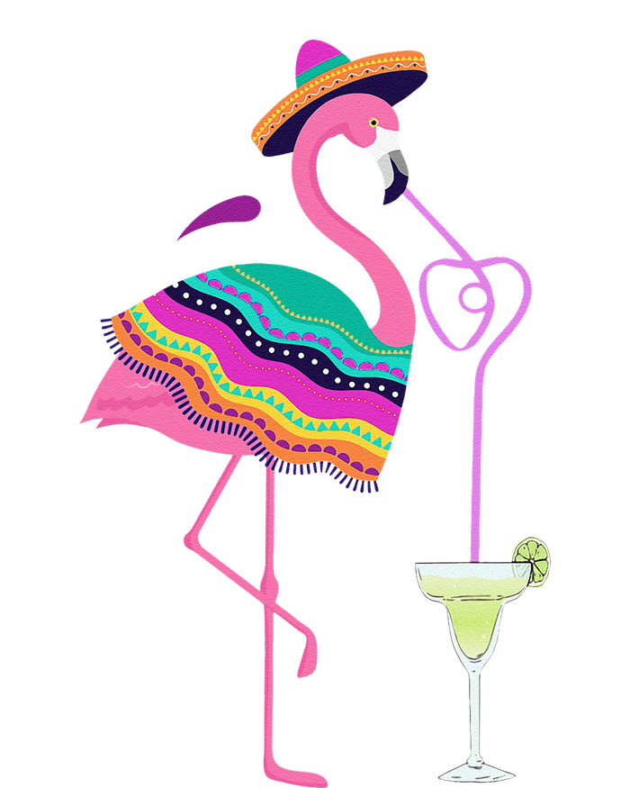 Flamingo Drinking Margarita Mexican Poncho Cinco De Mayo T-Shirt