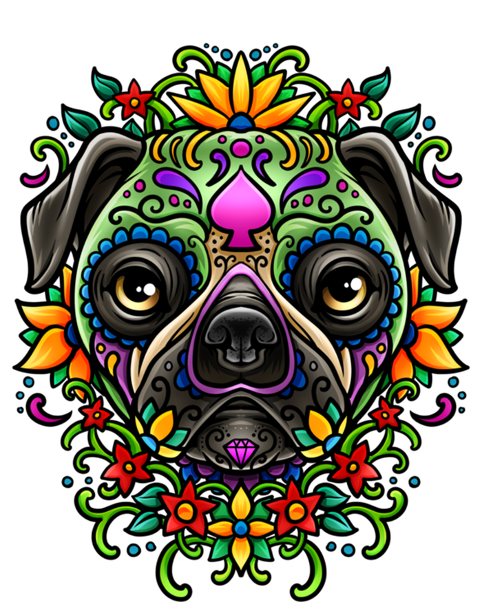 Day Of The Dead Pug Detailed Colorful Illustration Cool Gift Ladies Essential Flowy Tank