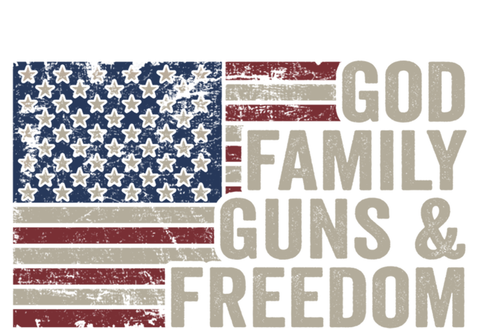 God Family Guns And Freedom Gift Pro Gun Vintage Usa Flag Cool Gift V-Neck T-Shirt