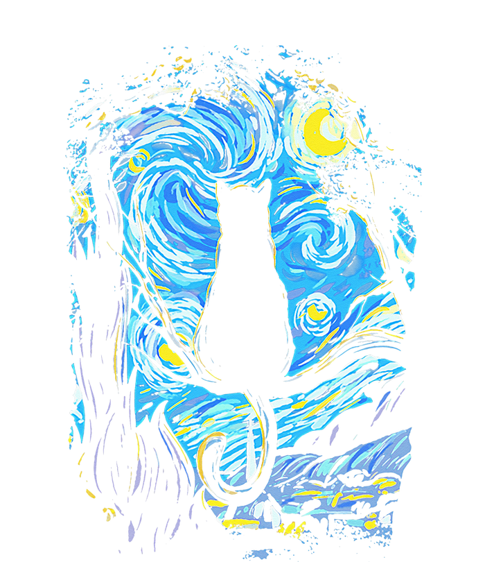 Starry Night Cat Van Gogh Cat Kids Tie-Dye T-Shirt