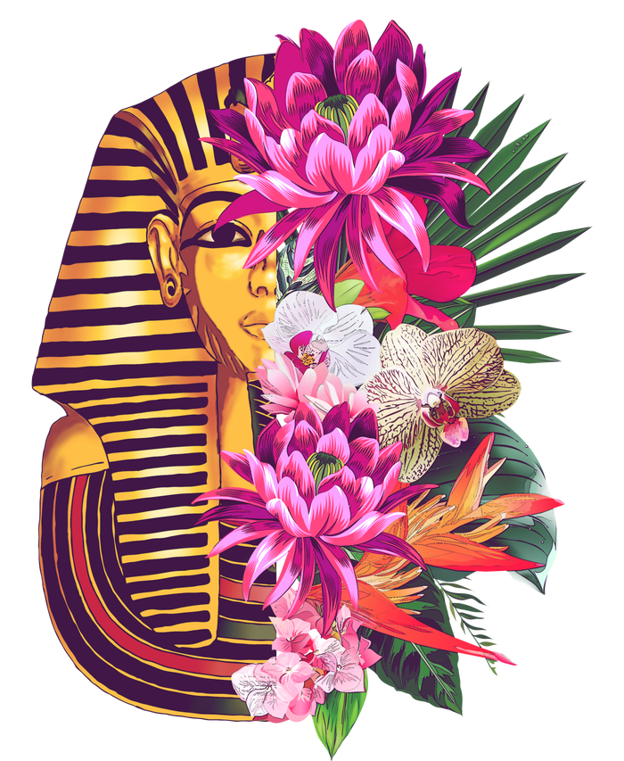 Vintage Exotic Flowers Floral Pharaoh Mask T-Shirt