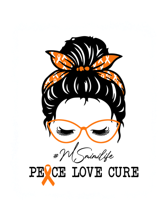 Peace Love Cure Mimi Messy Bun Multiple Sclerosis Meaningful Gift Tie-Dye Long Sleeve Shirt