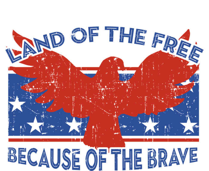 Land Of The Free Because Of The Brave Eagle 4th Of July Gift Striped Beanie with Solid Band