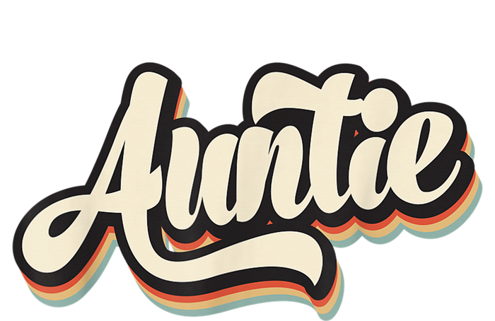 Funny Vintage Auntie Graphic Tee Retro Striped Logo Aunt Full-Length Apron With Pockets